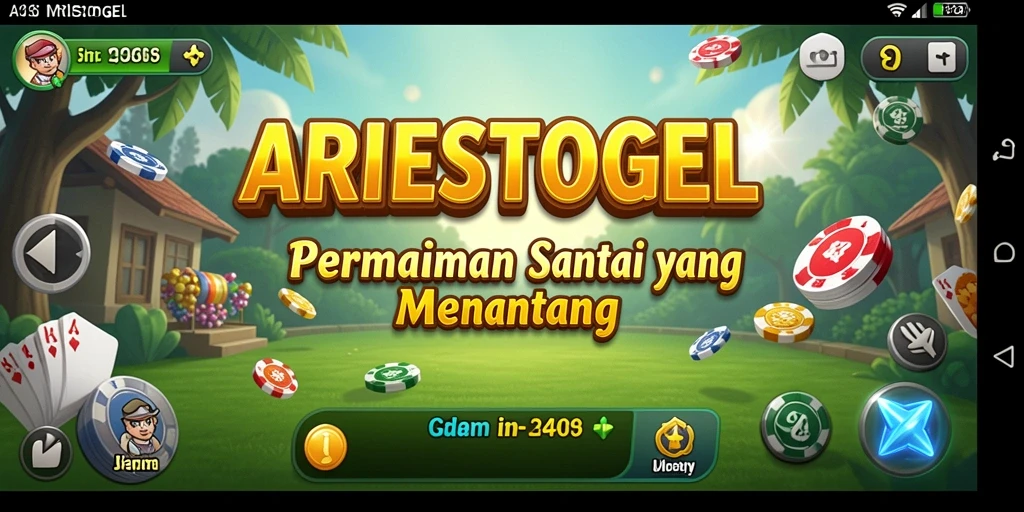 Tampilan gameplay ARIESTOGEL yang menarik dan penuh warna.