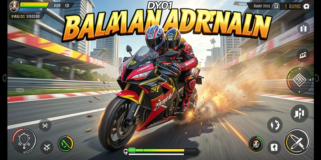 Tampilan gameplay balapan motor yang mendebarkan di DY01.