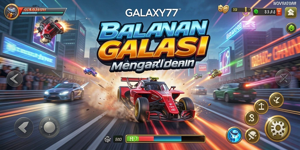 Screenshot gameplay balapan penuh aksi di GALAXY77.