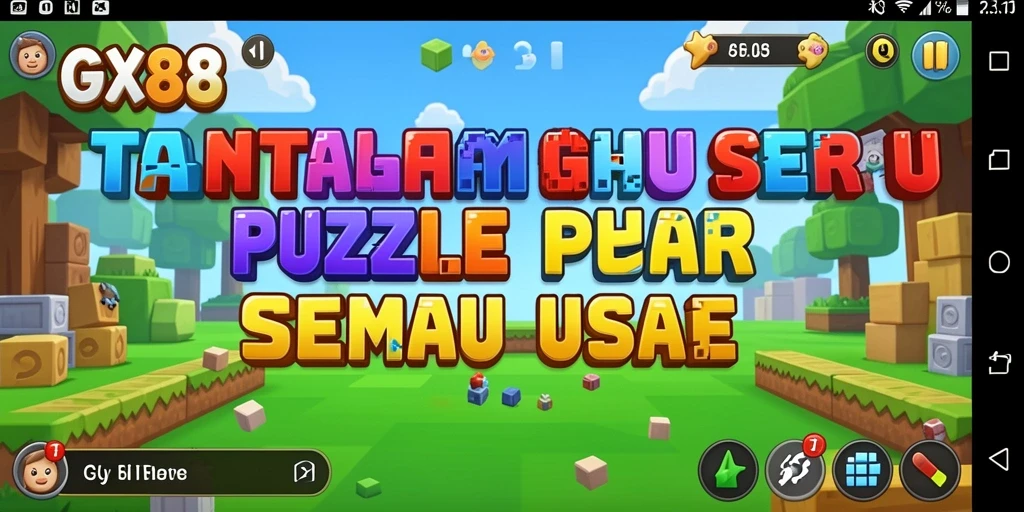 Screenshot menampilkan gameplay GX88 penuh warna dengan teka-teki menarik.