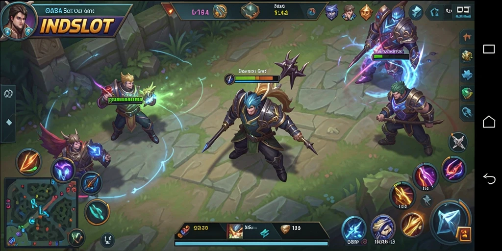 Tampilan gameplay menarik dari game MOBA INDSLOT yang seru.