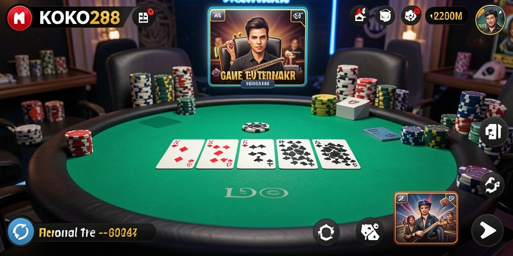 Screenshot utama KOKO288 menampilkan gameplay poker yang seru.