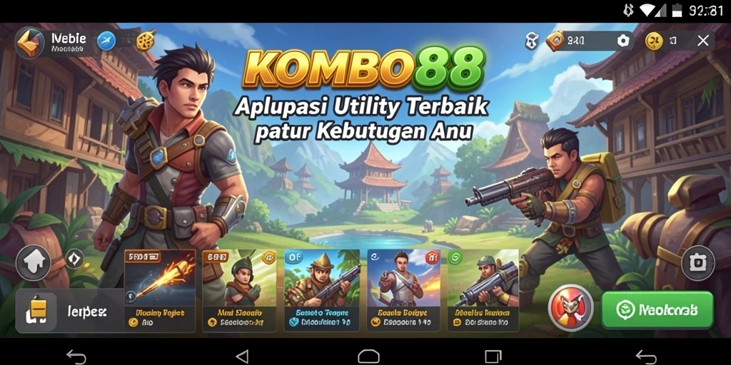 Tampilan aplikasi KOMBO88 dengan fitur-fitur Utility yang lengkap.