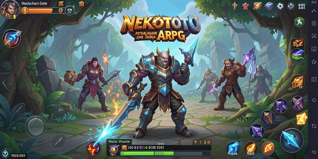 Tampilan gameplay yang seru dalam NEKOTOTO, aksi menyerang dan bertahan.