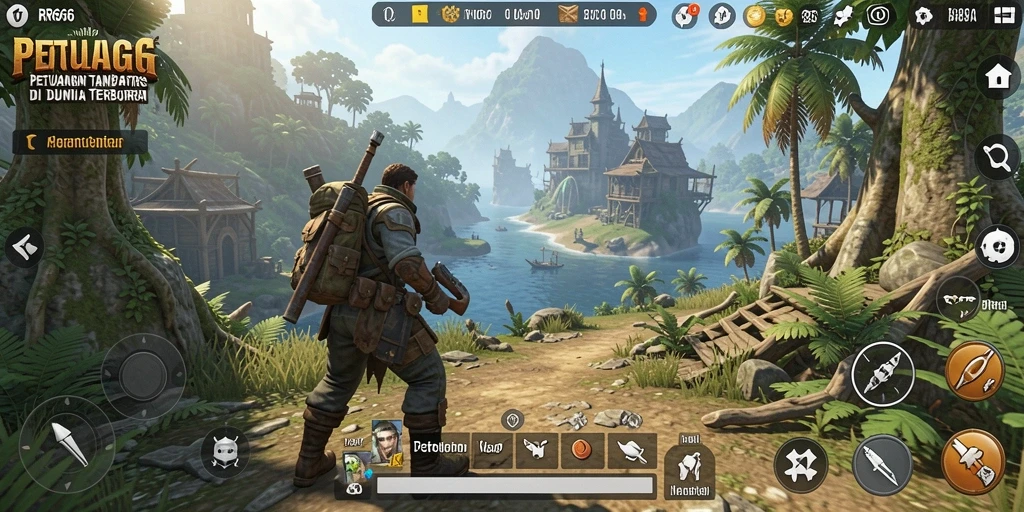 Screenshot gameplay dari RR666 menunjukkan petualangan dalam dunia terbuka.