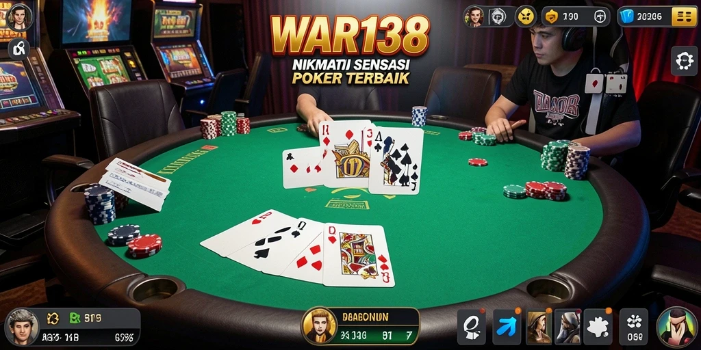 Tangkapan layar gameplay <strong>WAR138</strong> menampilkan suasana poker yang intens dan menarik.